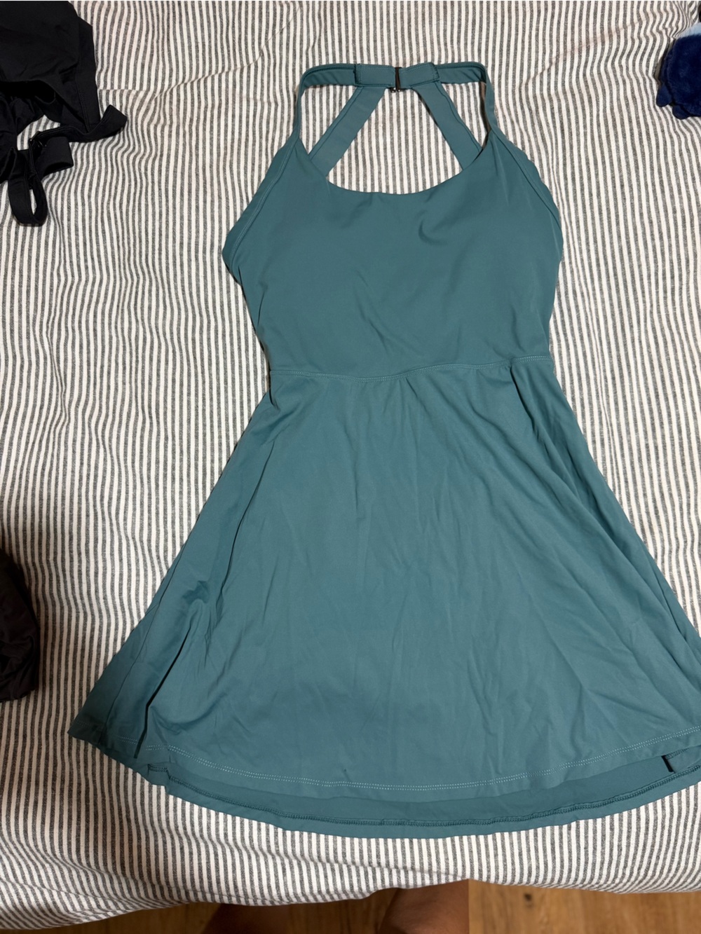 HALARA Teal Halter A-Line Mini Dress